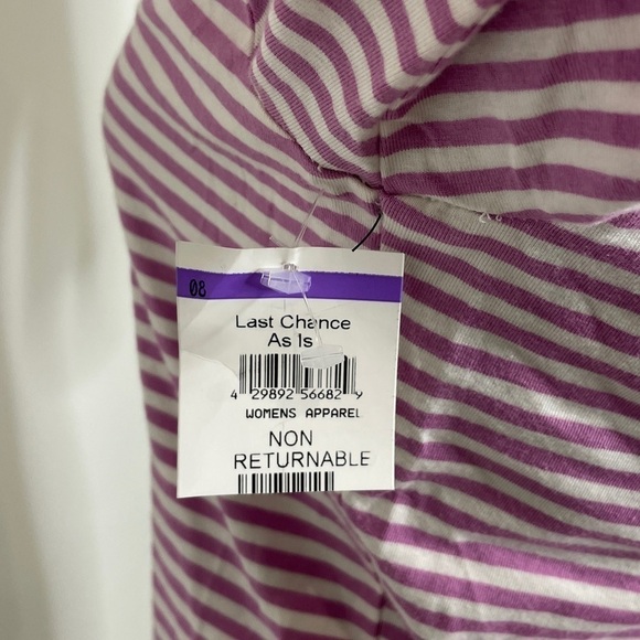 Halogen Lilac Square Neck Striped 3/4 Sleeve Top - Picture 7 of 7